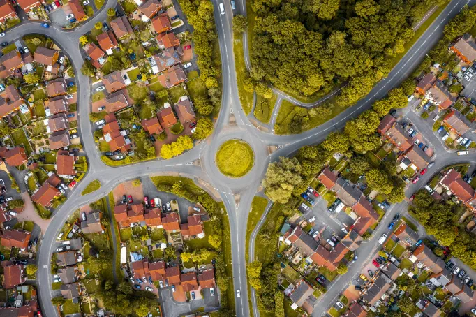 Aerial of a residential neighbourhood where subscribers live