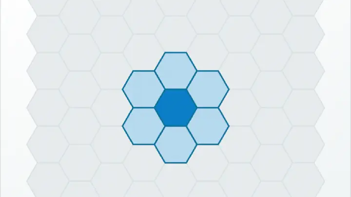 A hexagon grid compared with overlapping circular catchments